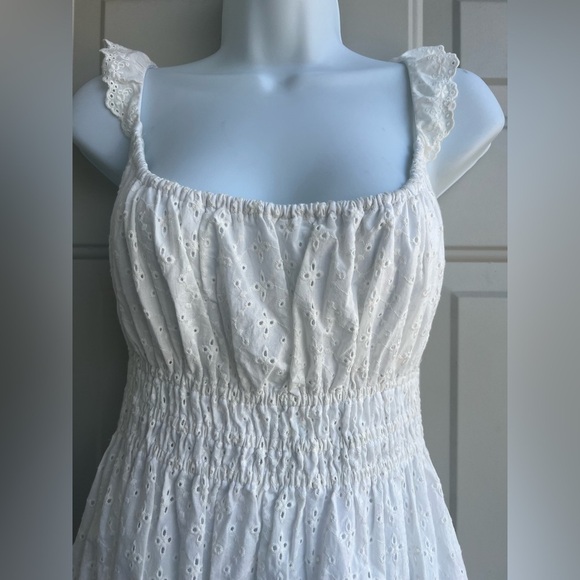 NWT Capulet Gemma Smocked Eyelet Ruffle Strap Mini Dress White Size L - Picture 8 of 12